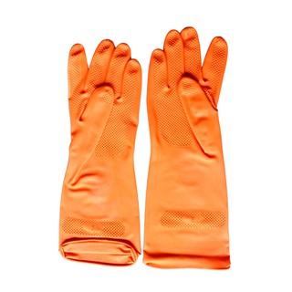 ถุงมือยางสีส้ม 1 คู่ พร้อมส่ง ผลิตจาก latex gloves คุณภาพดี DINO BRAND