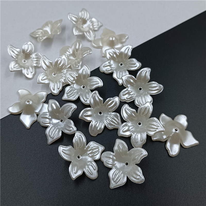 ลูกปัดไข่มุกเทียม ABS รูปดอกไม้ สีขาว สําหรับทําเครื่องประดับ DIY 10 ชิ้น 20 ชิ้น - รูปที่ 4