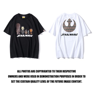 [S-5XL]ขายดี เสื้อยืดแขนสั้น คอกลม ผ้าฝ้ายแท้ พิมพ์ลายฉลาม Star Wars ทรงหลวม สไตล์สตรีท แฟชั่นฤดูร้อน สําหรับผู้ชาย และผ