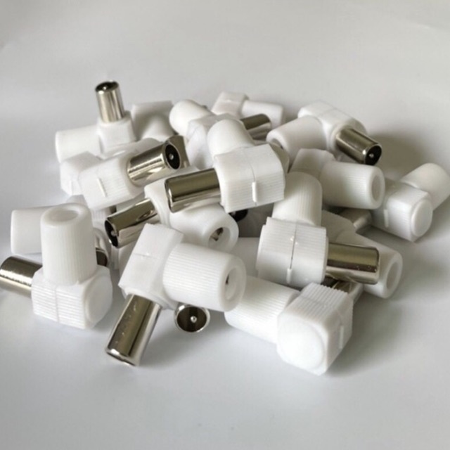 แจ็ค เสียบทีวี พลาสติก ตัวผู้-เมีย สำหรับสาย RG6 ตัว L  (ถุงละ 100 ตัว) - รูปที่ 2