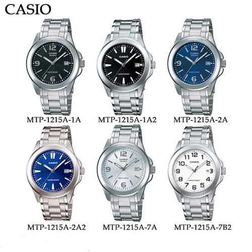 Casio นาฬิกาข้อมือผู้ชาย สายสแตนเลส รุ่น MTP-1215A,MTP-1215A-1A,MTP-1215A-2A,MTP-1215A-1A2,MTP-1215A-2A2,MTP-1215A-7B2