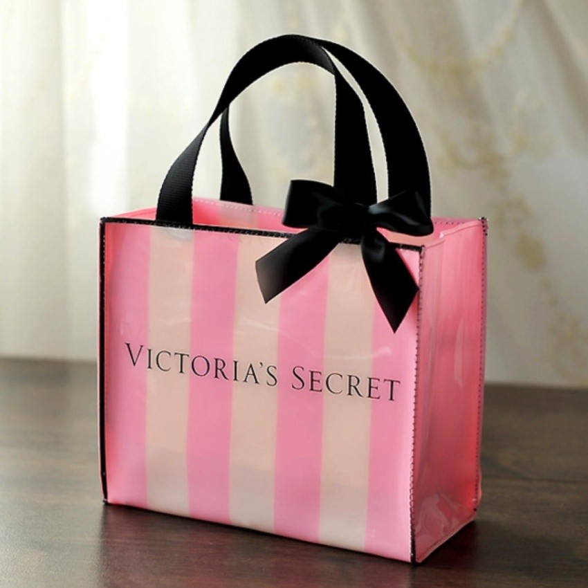 Victoria's Secret Signature Striped PVC Shopping Gift Bag
