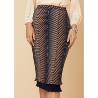 LOfficiel Pleat Skirt Chiffon กระโปรงลอฟฟิเซียล กระโปรงระดับมาตรฐาน ผ้าโพลีเอสเตอร์ สีส้ม (FR17OR)