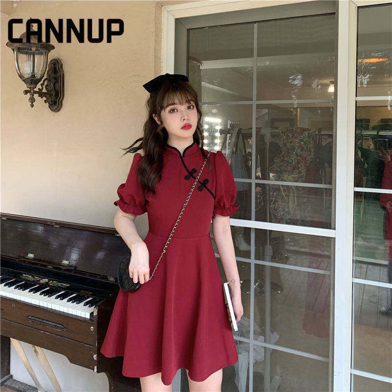 CANNUP กี่เพ้า ชุดตรุษจีน ชุดกี่เพ้าหญิง ชุดสีแดง Dresses FS456643