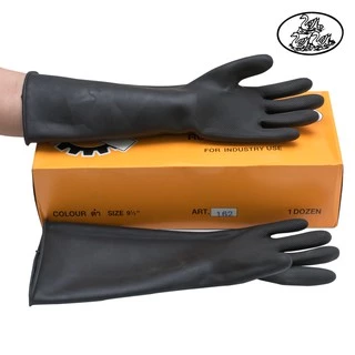 ถุงมือยางอุตสาหกรรมสีดำ เบอร์ 9.5 ตรา TreeTex ,ถุงมือยางธรรมชาติสีดำ (12คู่) RUBBER GLOVES