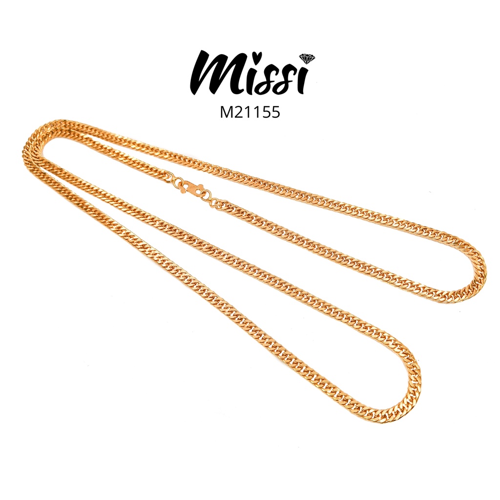 Missishop - M21155 สร้อยคอยาว 70 ซม. สร้อยคอฮิญาบโซ่เหมืองปลาไหลชุบทอง 24 กะรัต