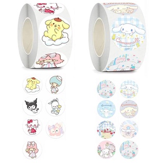 SANRIO สติกเกอร์ซีล ลายการ์ตูน Cinnamoroll น่ารัก สําหรับตกแต่งสมุดไดอารี่ 200 ชิ้น ต่อม้วน