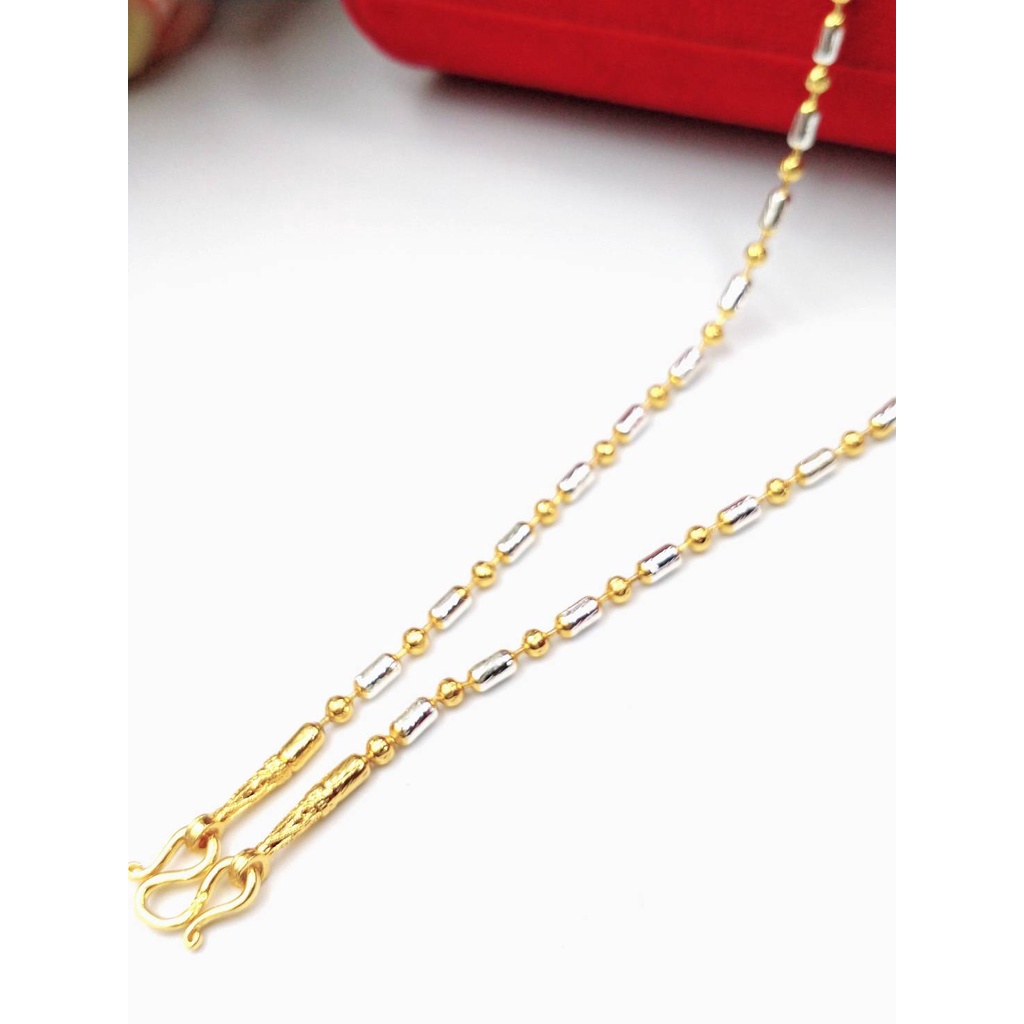 jewelryshop365 K103 สร้อยคอ 2 กษัตริย์ ลายไข่ปลารีตัดลายเม็ดกลม