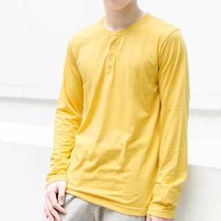 Basic button neck long sleeve t-shirt