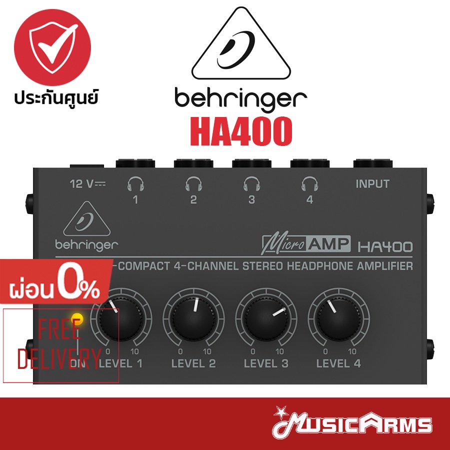 Behringer HA400 แอมป์ Behringer MICROAMP HA400 (Headphone Amp) +ประกันศูนย์ไทย Music Arms