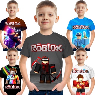 เสื้อยืดแขนสั้น พิมพ์ลายการ์ตูน Roblox สวมใส่สบาย แฟชั่นฤดูร้อน สําหรับเด็กผู้ชาย