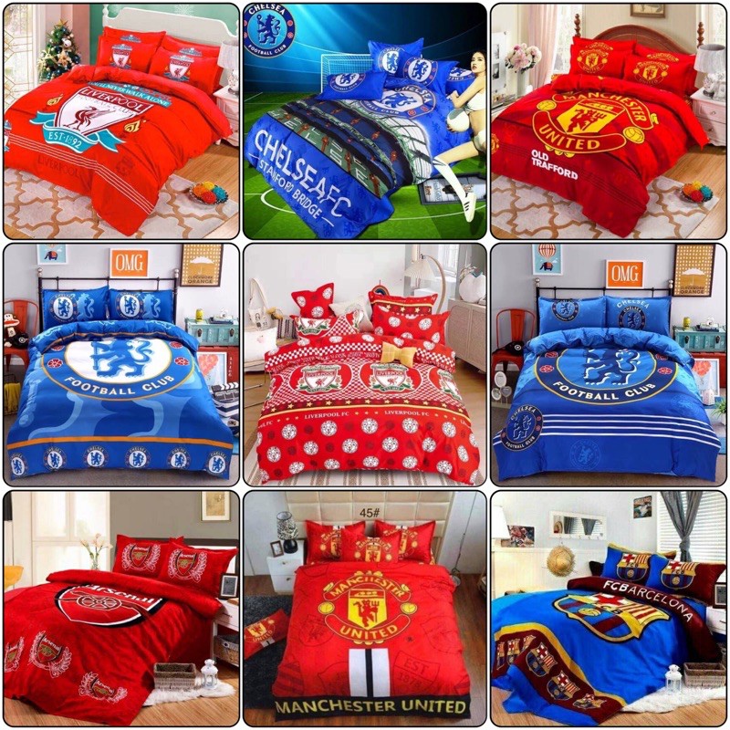 ⚽ชุดผ้าปูที่นอนเกรดพรีเมี่ยม พร้อมผ้านวม(ครบชุด6ชิ้น)สินค้าพร้อมส่ง