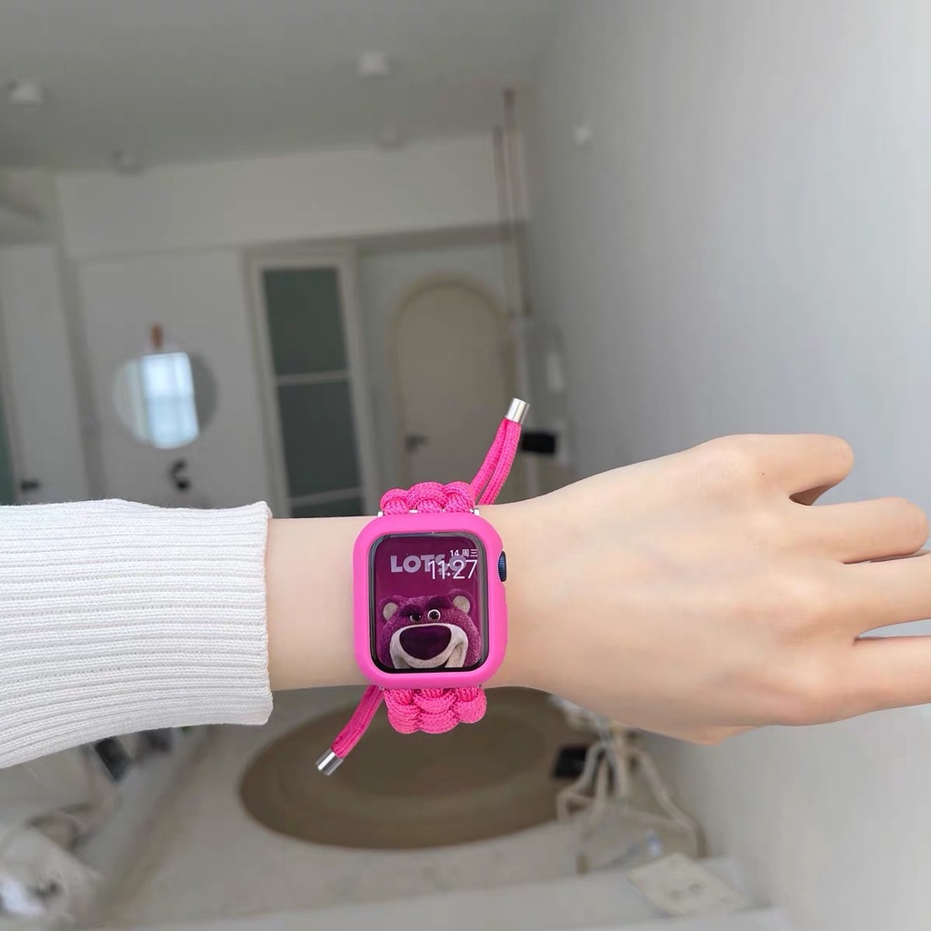 พร้อมส่งจากไทย New สายเชือกแบบถัก  ใช้ได้กับ Smart Watch 7 6 5 4 3 2 1 Se T500 HW22Plus ขนาด 38/40/41mm และ 42/44/45mm