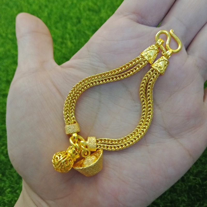 สร้อยข้อมือน้ำหนัก 1 บาท ทองหุ้ม จี้ห้อย (แถมตะขอ2ชิ้น)