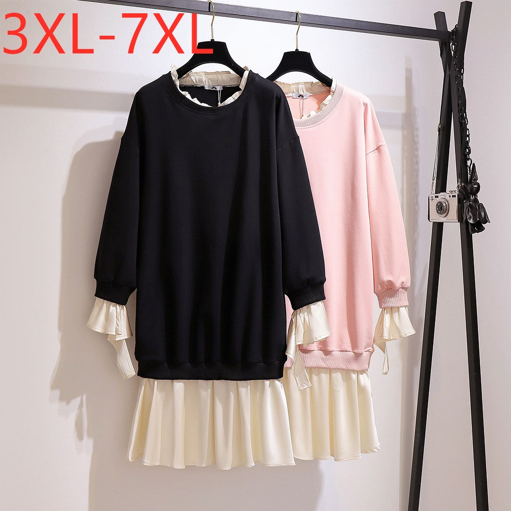 New Ladies Autumn Winter Plus Size Dress For Women Large Bell Sleeve ...