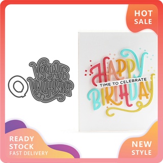 eydm  Happy Birthday Letter Design Cutting Die DIY Greeting Card Model Template Mold