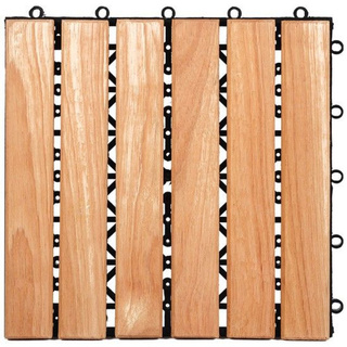 🔥สินค้าขายดี!! FONTE แผ่นทางเดินไม้แท้ รุ่น V2 ขนาด 30 x 30 x 3 ซม. สีธรรมชาติ Floor &amp; Wall Tiles