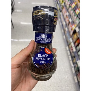 เม็ด พริกไทยดำ 100% ตรา โดรกีเรีย 45 G. Black Pepper Corns Mill ( Drogheria Brand ) การ์ลิค มิล