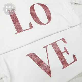 เสื้อคู่รัก สีขาว สกรีน LOVE [พร้อมส่ง] C040 ตัวละ