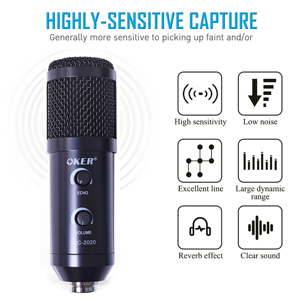 OKER ชุดไมโครโฟนหัวเสียบ USB BM Smart Microphone MIC-2020
