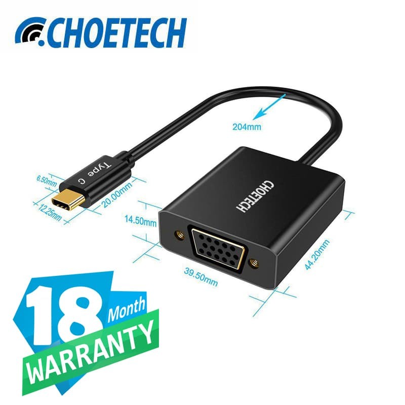 CHOETECH HUB-V01 Type C เป็น VGA CONVERTER Thunderbolt 3