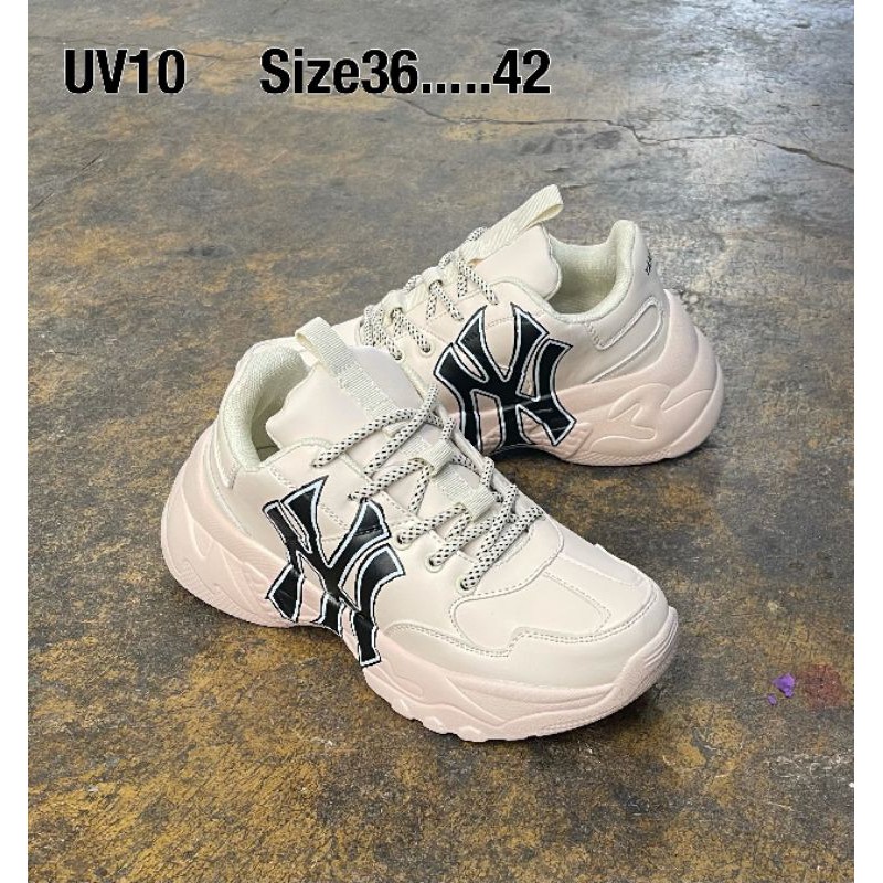 (ใหม่ล่าสุด) รองเท้าผ้าใบ MLB_NY มี logo สีขาวครีม sz: 36-40 รองเท้าผ้าใบหญิงรองเท้าแฟชั่นรุ่นยอดนิยม (รีวิวจากงานจริง)