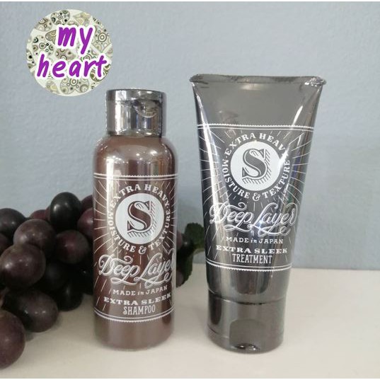Deep Layer Extra Sleek Shampoo 80 ml/Treatment 60 g แชมพู ครีมนวดผม สำหรับผมเส้นเล็ก แห้งเสีย