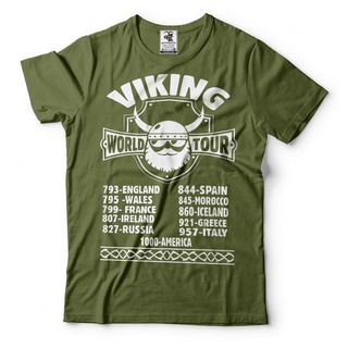 [S-5XL] เสื้อยืด ผ้าฝ้าย แบบนิ่ม พิมพ์ลาย Viking World Tour Valhalla Odin สวมใส่สบาย สําหรับผู้ชาย