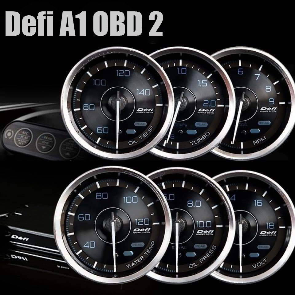 Defi ดิฟฟี่ A1 OBD2 ชุด 6 ตัว มีกล่องรีโมท. เกจ+กล่องคอนโทรล+รีโมท+อุปกรณ์การติดตั้ง สำหรับรถยนต์ทุกรุ่น ไฟสว่างเท่ากัน