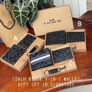 COACH BOXED 3-IN-1 WALLET GIFT SET IN SIGNATURE