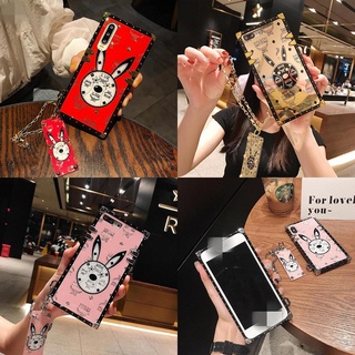 For OPPO A39 A57 A59 F1S A77 F3 A75 A79 F5 A83 A3 A1K A73 2020 F17 Reno 4 5 Pro Realme C2 A3s A5 A5S A7 A12 A9 2020 Fashion Brand Rabbit Square Phone Case