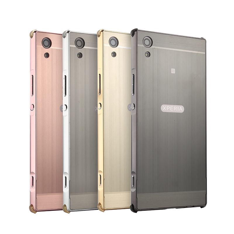 เคส สำหรับ Sony Xperia XA1 Plus Hybrid Metal Bumper + Aluminium Brush Style Backboard