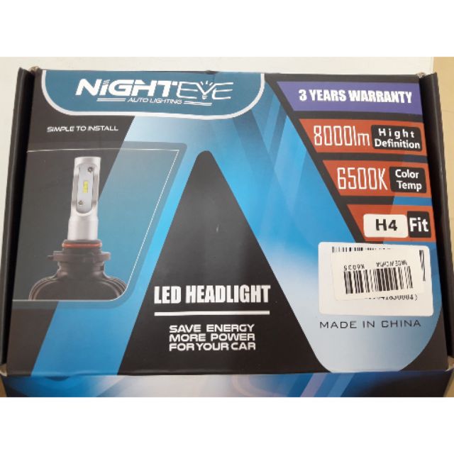 NightEye หลอดไฟ led 6500k H4