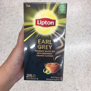 Lipton Earl Grey Tea ชาดำกลิ่นมะกรูด Earl grey ชนิดซอง ตรา ลิปตัน นำเข้าจากอินโดนีเซีย บรรจุ 25 ซอง 50กรัม ชานำเข้า