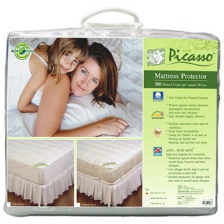 ผ้ารองกันเปื้อน TWIN SIZE PICASSO รัดมุม MATTRESS PAD FITTED 3.5FT PICASSO WHITE