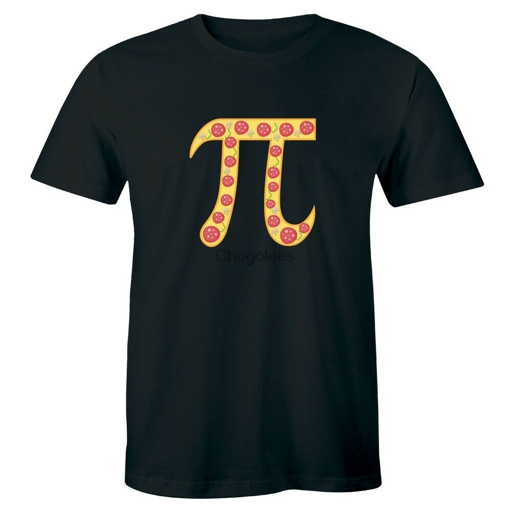 เสื้อทหาร เสื้อยืดสีพื้น เสื้อยืดแขนสั้นผ้าฝ้ายพิมพ์พิซซ่าพิมพ์ Pi Math Symbol สําหรับผู้ชาย Tee