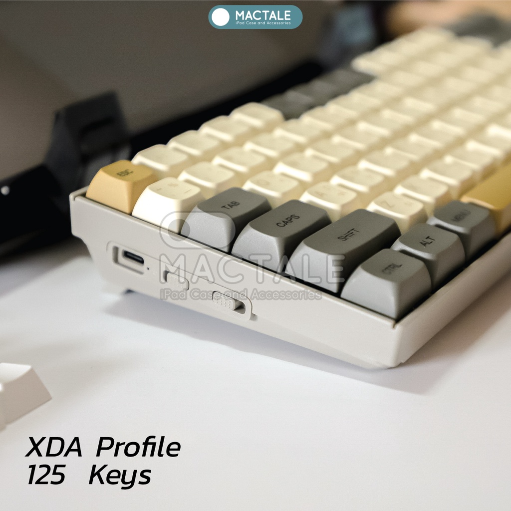 Mactale Caramel Keycaps Thai-Eng คีย์แคป ไทย - อังกฤษ Key XDA  PBT 125 คีย์ ปุ่มกด คาราเมล คีย์บอร์ด สีเข้ม esc spacebar