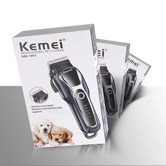 🚚✔(พร้อมส่ง) Kemei KM-1991 ปัตตาเลี่ยนตัดขนสุนัขไร้สาย อัจฉริยะ  ชาร์จได้ เสียงเงียบ ปัตตาเลี่ยนตัดขนหมา ที่ตัดขนสุนัข