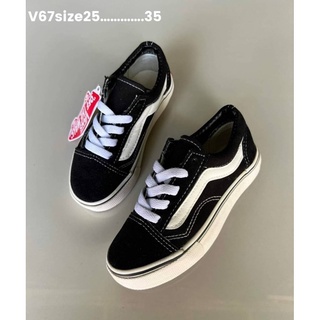 Vans kids รองเท้าผ้าใบสีดำขาวของเด็กผู้หญิงผู้ชาย(25-35)🔥