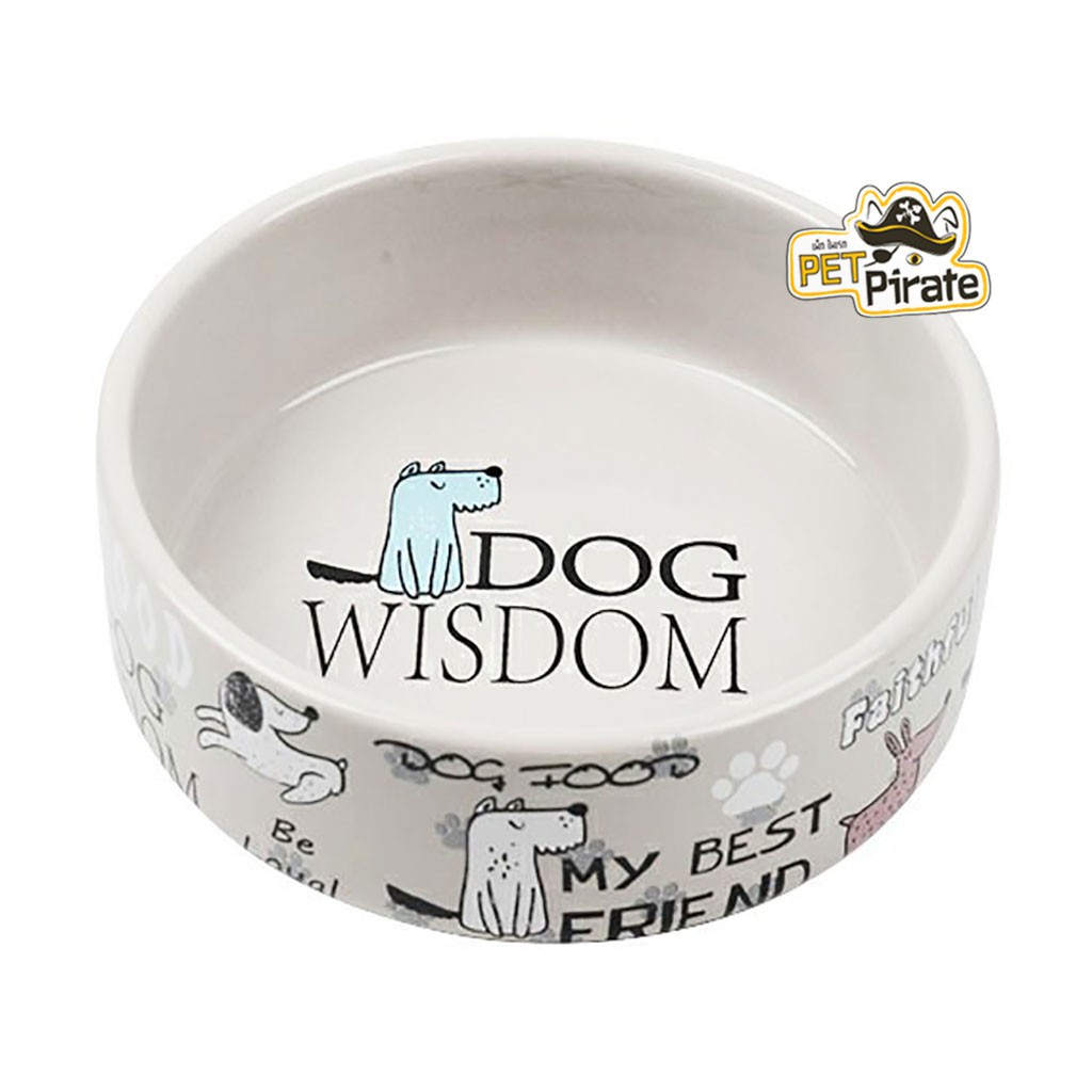 ชามข้าวสุนัขเซรามิค Dog Wisdom สำหรับใส่อาหารและน้ำให้สุนัข ชามไม่เก็บกลิ่น ไม่มีสารปนเปื้อน ชามข้าวแมว ชามข้าวสุนัข