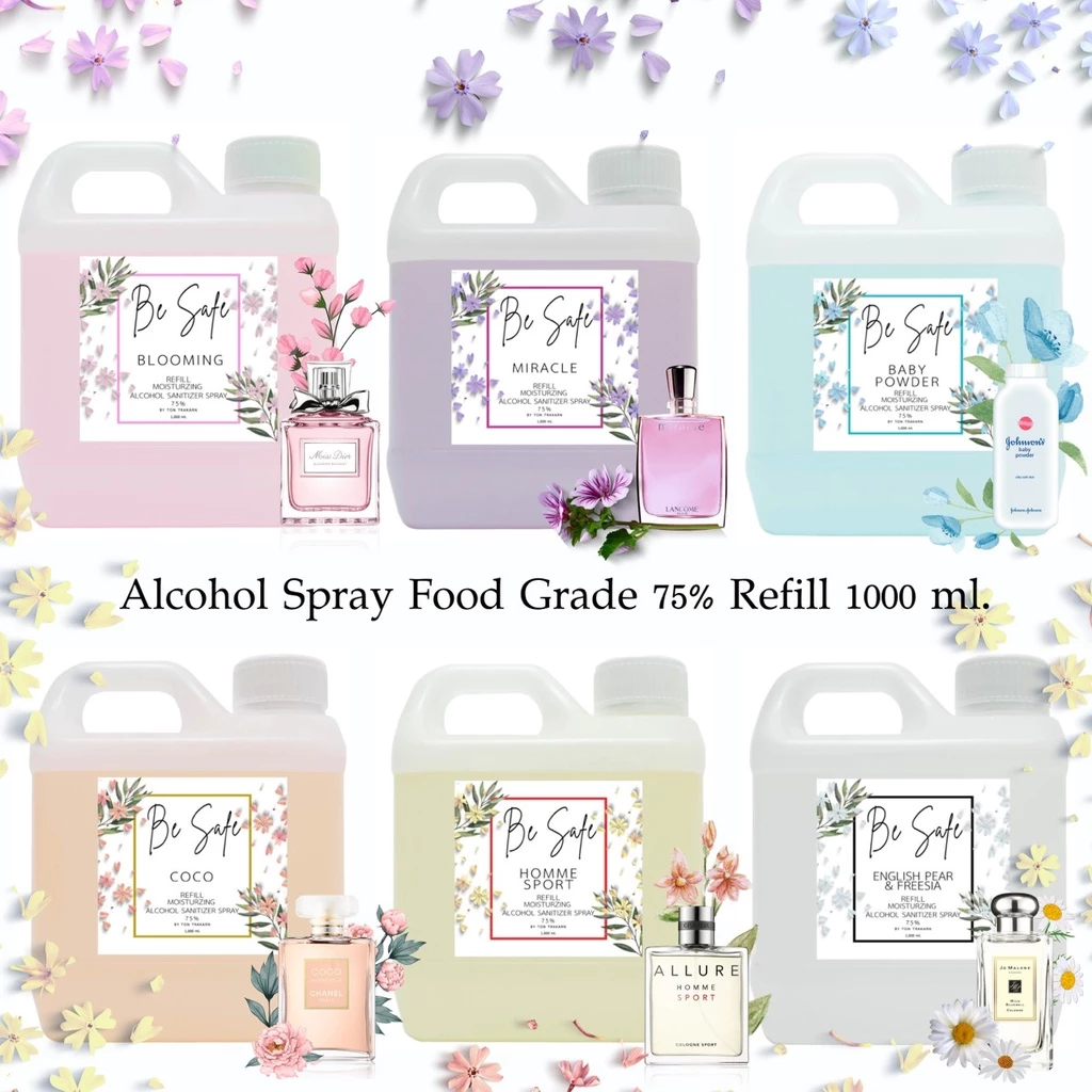 BE SAFE แอลกอฮอล์ ขนาด 1000 ML. เเอลกอฮอล์กลิ่นหอม เคาน์เตอร์แบรนด์ พรีเมี่ยมเกรด คุณภาพสูง PREMIUM ALCOHOL FOOD GRADE