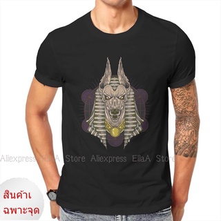 Oefnia24allbje76 เสื้อยืดคอกลม ผ้าฝ้าย ทรงหลวม พิมพ์ลาย Anubis god egypt guardian tribe สไตล์คลาสสิก คุณภาพสูง สําหรับผู