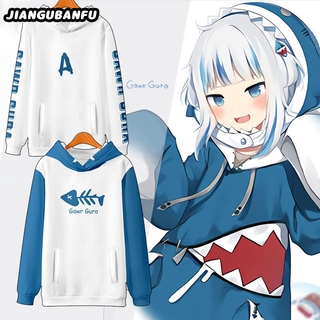 Hololive Vtuber Ookami Mio Gawrgura เสื้อกันหนาวแขนยาวมีฮู้ดลําลองพิมพ์ลายอนิเมะฮาโลวีน