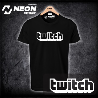 เสื้อยืดสีดำสกรีน twitch (สกรีนสีขาว)