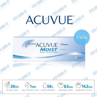 ACUVUE 1 Day MOIST เลนส์สายตาสั้น รายวัน ค่าความโค้งเลนส์  8.5