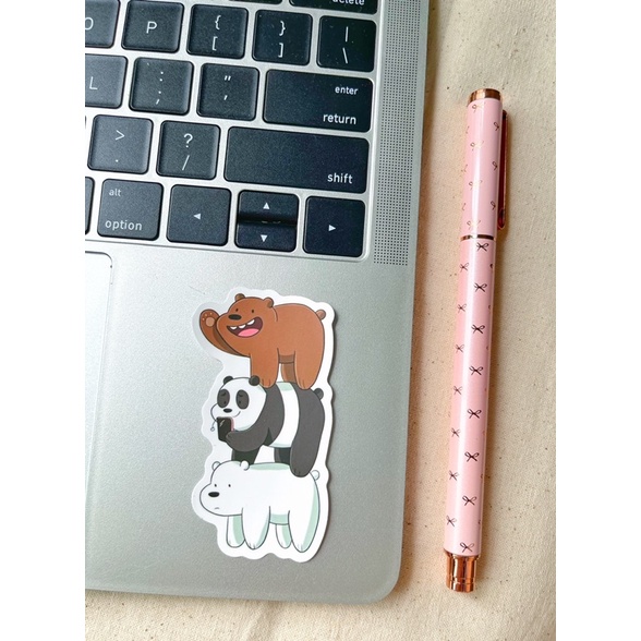 WATERPROOF We Bare Bears Happy Trio WBB Sticker 1387