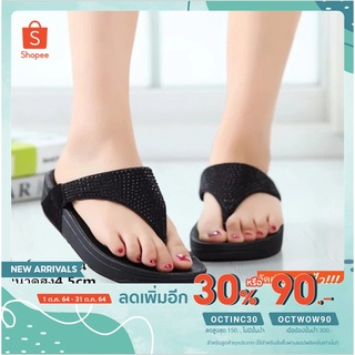 รองเท้าหญิง รองเท้าแตะหญิง เพื่อสุขภาพ เบา นุ่ม ใส่สบาย CDM309 สีดำกับสีเทา size36-41