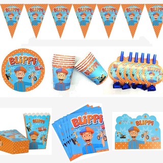 พร้อมส่งจากไทย จานปาร์ตี้และแก้วน้ำกระดาษ ลายBlippi สุดน่ารัก สำหรับจัดปาร์ตี้วันเกิด