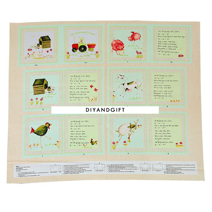 ผ้าคอตตอนอเมริกา ผ้าคอตตอนนำเข้า ผ้าคอตตอนแท้100% ขนาด 1 หลา (รหัส EIEIO-04)