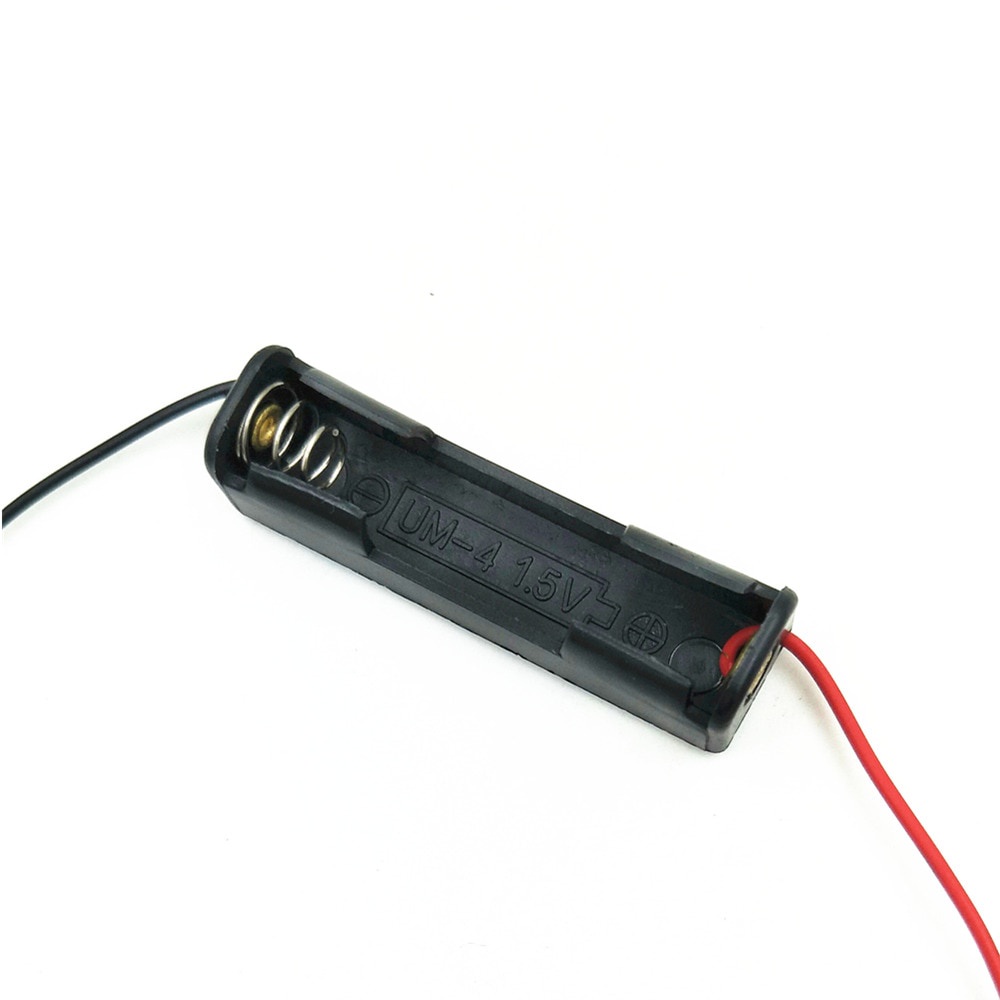 กล่องพลาสติกเก็บแบตเตอรี่ AAA พร้อมสายตะกั่ว สําหรับแบตเตอรี่ AAA 1.5V 1 ช่อง